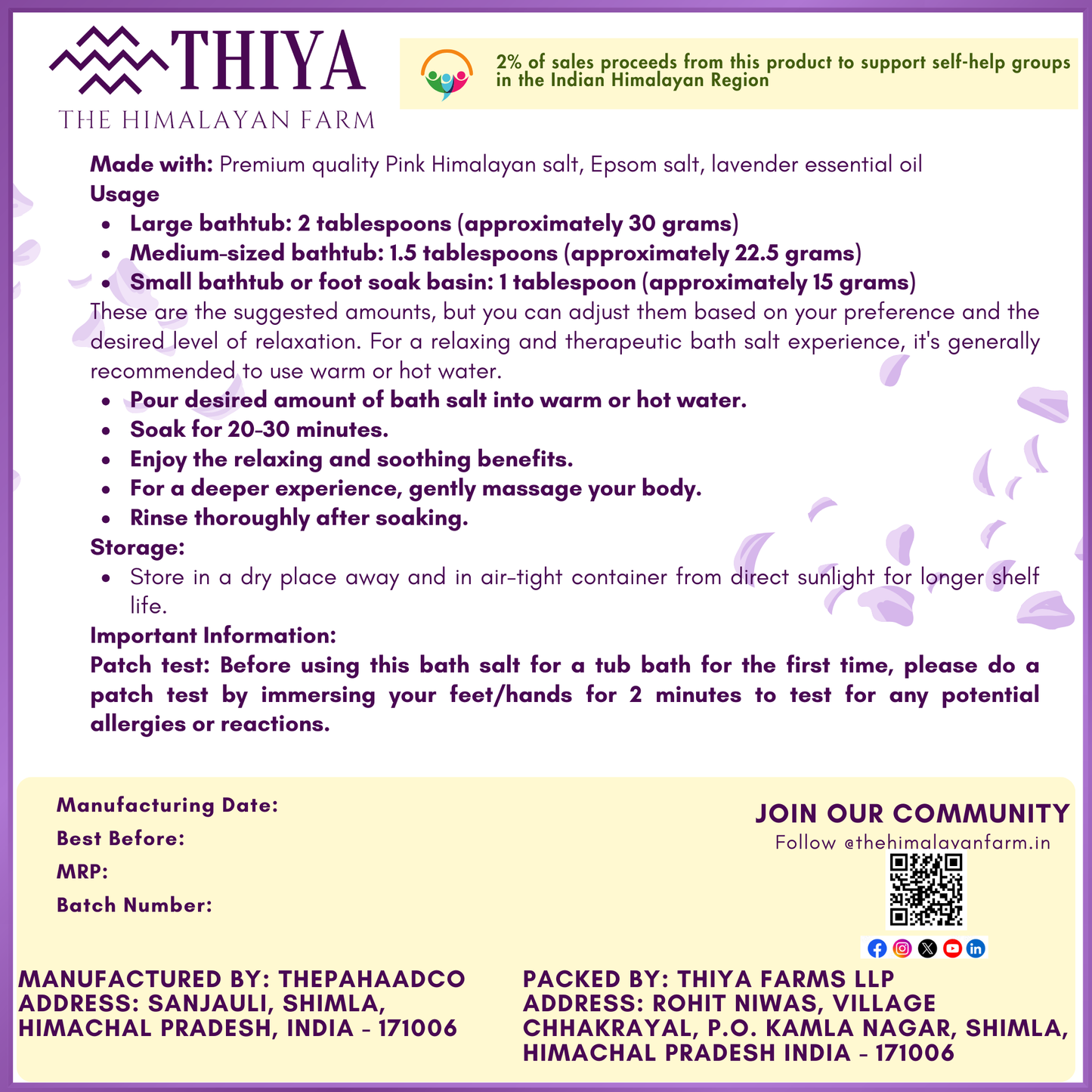 Himalayan Serenity Bath Salt/Foot Soak | Scented with Lavender | Shimla's Finest | 100% Pure Bath Salt