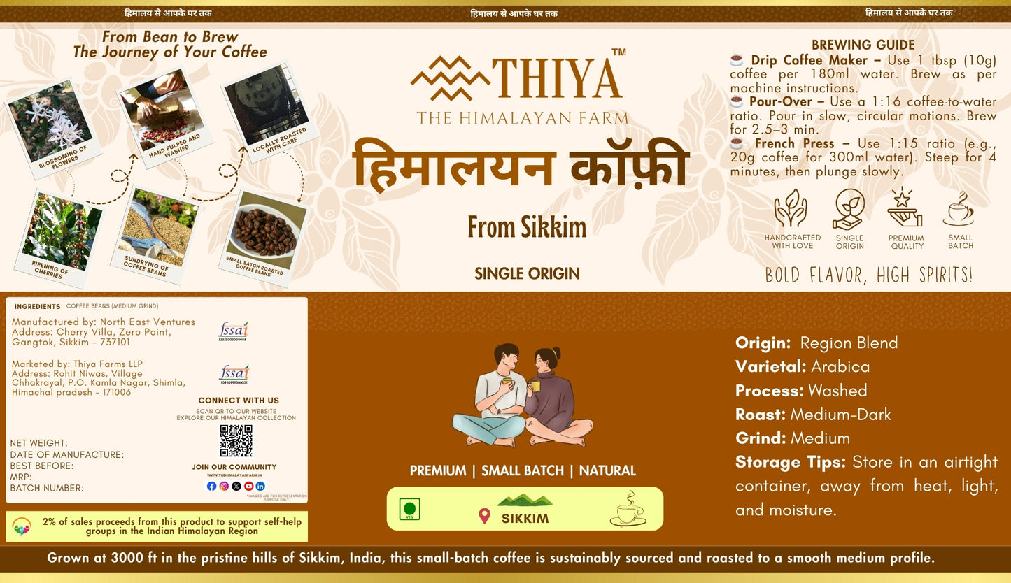 Thiya's Himalayan Coffee | Sikkim's Finest | Premium Arabica Coffee | Medium Grind
