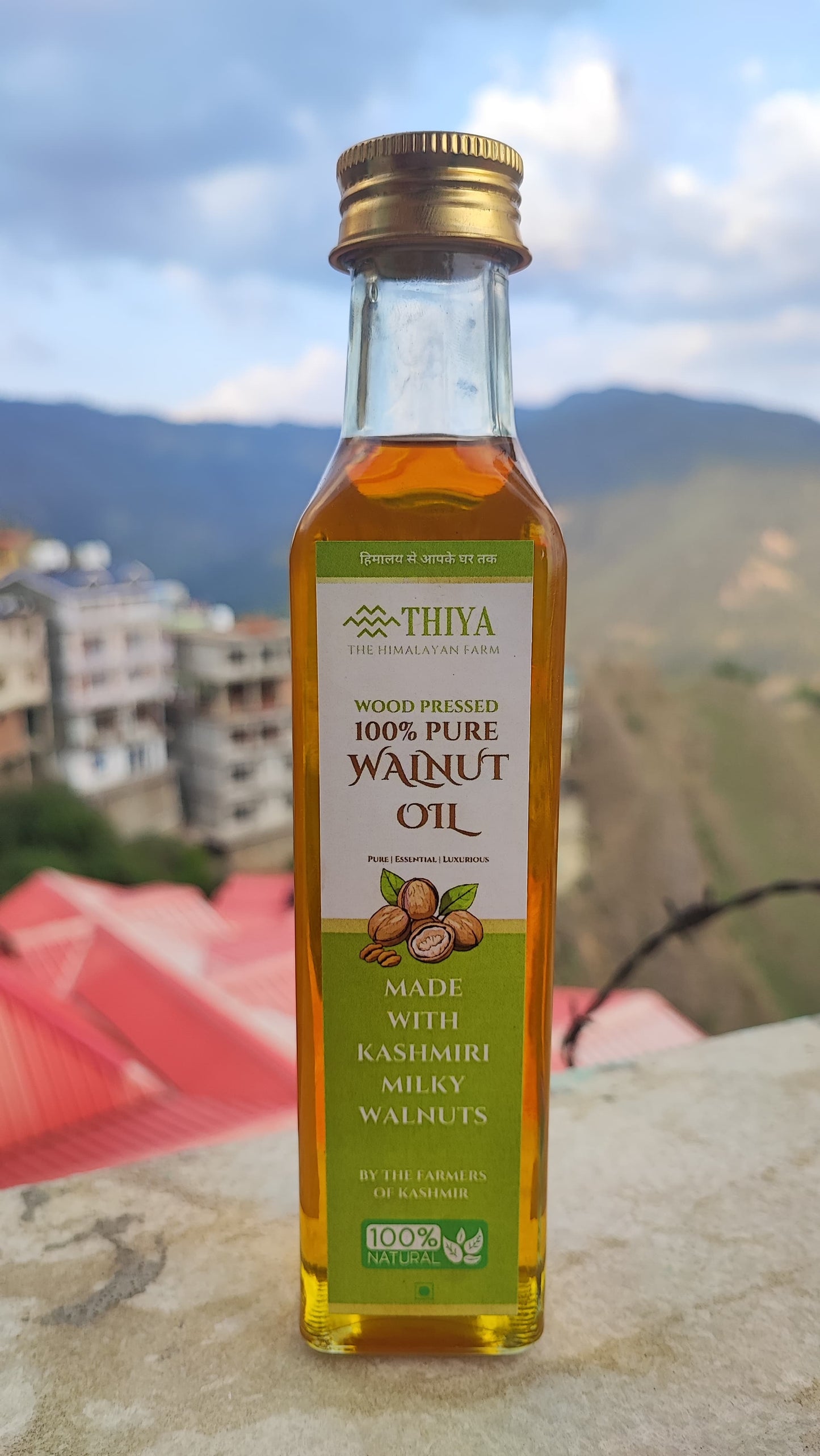 Thiya Wood Pressed Walnut Oil | Made from Kashmiri Milky Walnuts | Cold Pressed | Natural & Chemical-Free | 200ml