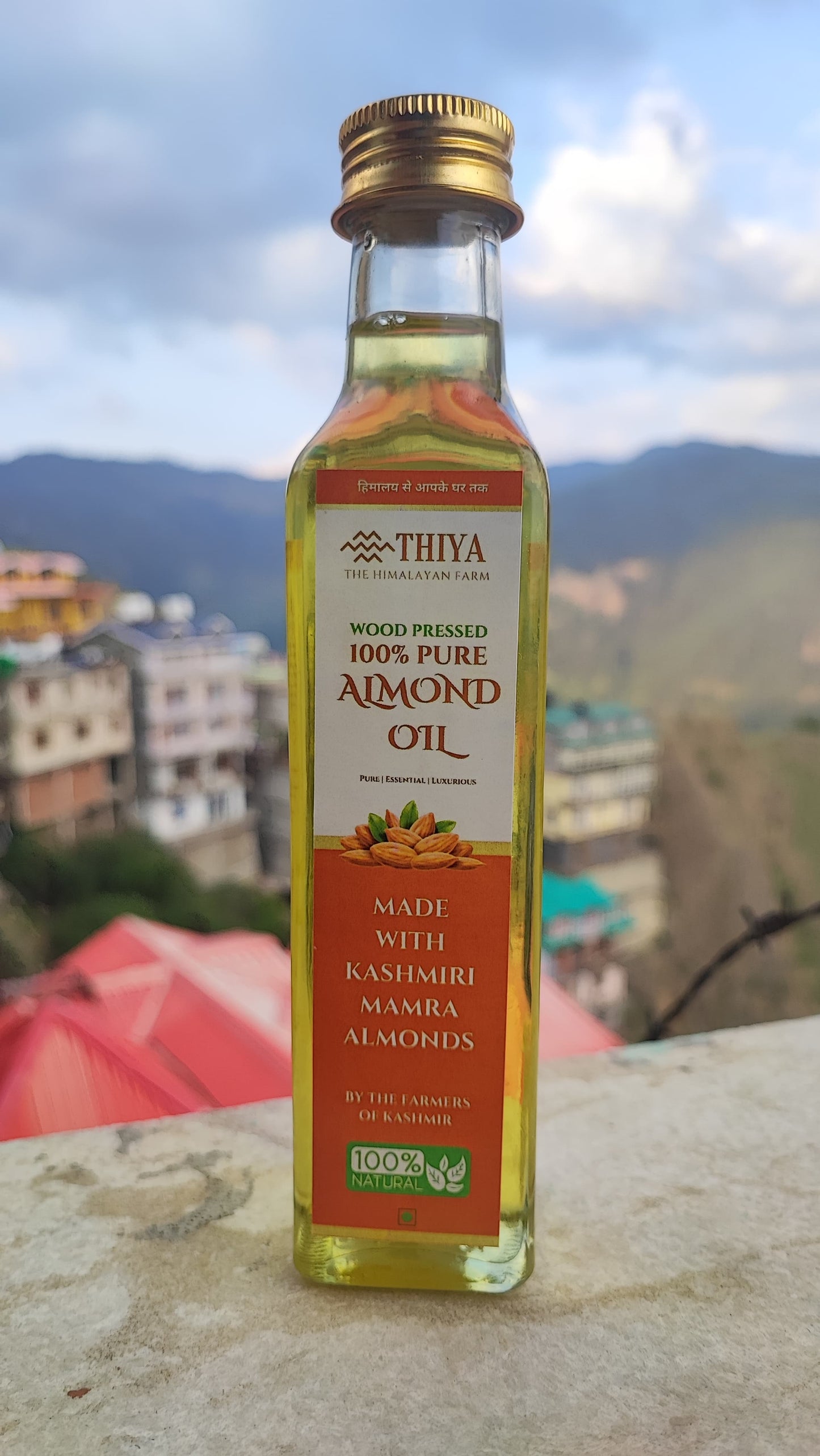 Thiya Cold Pressed Almond Oil (Wood Pressed) | Made from Kashmiri Mamra Almonds  | Natural | Edible & Topical  | Kashmir's Finest | 200ml
