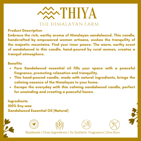 Himalayan Tranquility | Sandalwood Scented Candle | 100% Soy Wax Candle