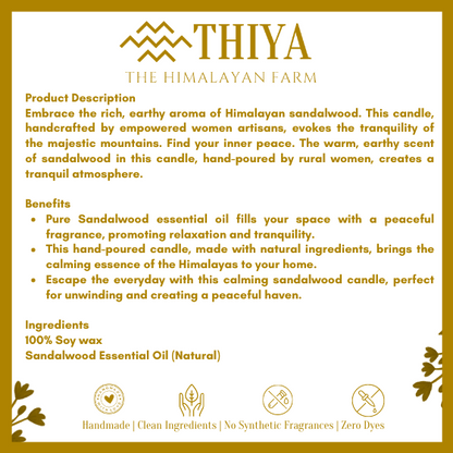 Himalayan Tranquility | Sandalwood Scented Candle | 100% Soy Wax Candle