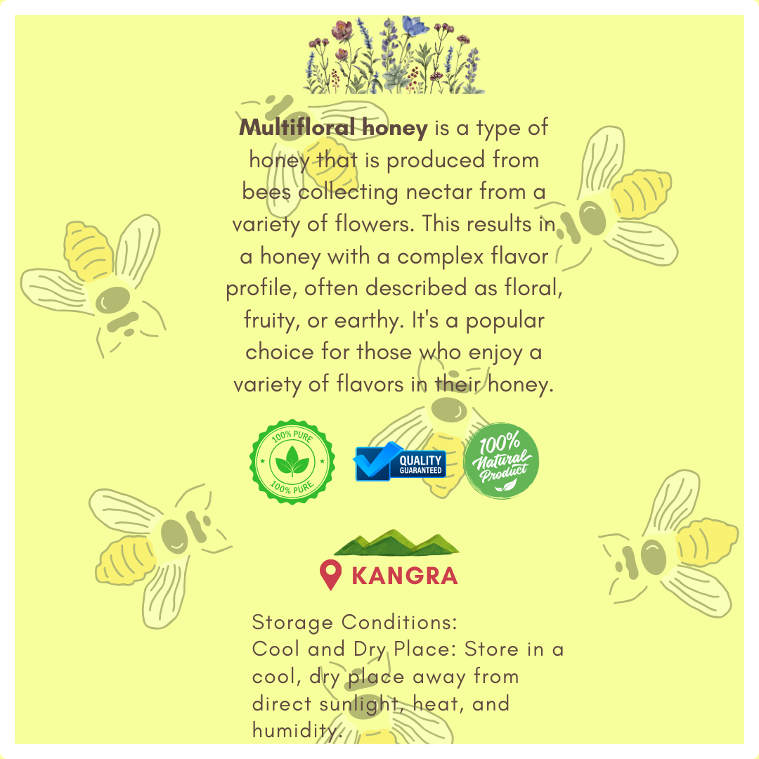 Himalayan Honey | Multifloral | Kangra's Finest | 100% Pure Kangra Honey |  Golden Elixir