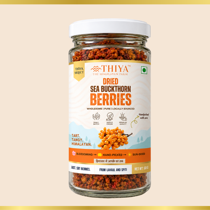 Thiya Premium Sea Buckthorn Berries (Dried Seabuckthorn) | Grown in Lahaul and Spiti | 60 Gm