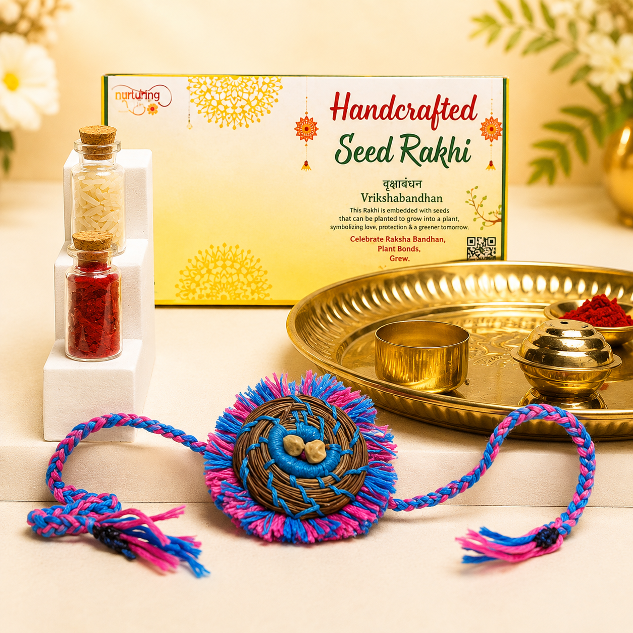 Thiya Handcrafted Pine Needle Seed Rakhi | Made by Himalayan Women