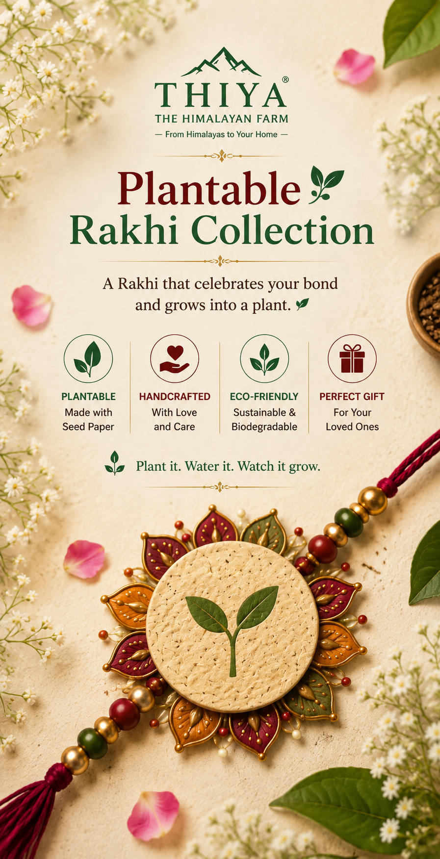 Thiya Handcrafted Pine Needle Seed Rakhi | Made by Himalayan Women