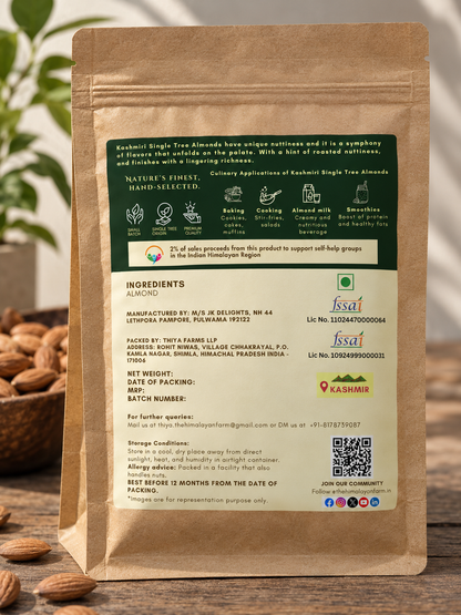 Thiya Single Tree Kashmiri Almonds | Premium & Handpicked | Himalayan Superfood | Kashmir