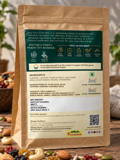 Thiya Himalayan Dry Fruit Trail Mix | Almonds, Cashews, Pumpkin Seeds, Cranberries & Raisins | 250g